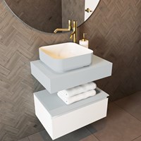 TOP 30 Clay wall-hung solid surface module / shelf 60cm. Thickness 12cm. Suitable for countertop basin.-2
