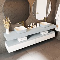 TOP 41 Clay wall-hung solid surface module / shelf 220cm. Thickness 12cm. Suitable for countertop basin.-2