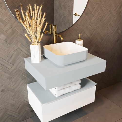 TOP 51 Clay solid surface étagère suspendu 70cm. Épaisseur 12cm. Convient pour une vasque à poser.-2