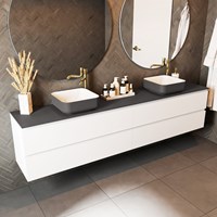 TOP 41 Dark Grey solid surface Plan de travail 220cm. Épaisseur 0,9cm. Adapté pour le plan de travail | vasque À poser.