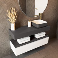 TOP 30 Dark Grey solid surface sospeso mensola 110cm. Spessore 12cm. Adatto per lavabo da appoggio.-2