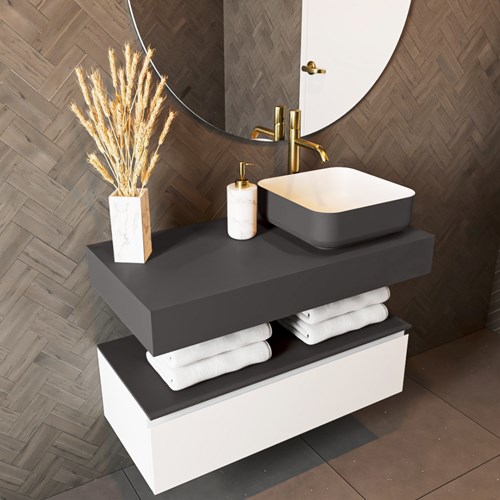 TOP 46 Dark Grey freihngendes solid surface Waschtischplatten 91cm. Blattdicke 12cm. Blatt geeignet fr Waschbecken.-2