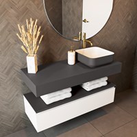 TOP 46 Dark Grey solid surface tagre suspendu 111cm. paisseur 12cm. Convient pour une vasque  poser.-2
