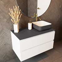 TOP 51 Dark Grey solid surface Plan de travail 90cm. Épaisseur 0,9cm. Adapté pour le plan de travail | vasque À poser.