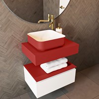 TOP 23 Fire solid surface sospeso mensola 61cm. Spessore 12cm. Adatto per lavabo da appoggio.-2