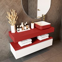 TOP 23 Fire vrijhangende solid surface module / planchet 120cm. Rand 12cm hoog. Blad geschikt voor waskom.-2