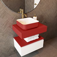 TOP 46 Fire solid surface sospeso mensola 61cm. Spessore 12cm. Adatto per lavabo da appoggio.-2