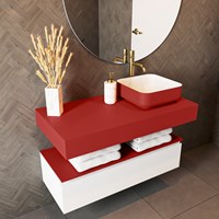 TOP 51 Fire solid surface sospeso mensola 100cm. Spessore 12cm. Adatto per lavabo da appoggio.-2