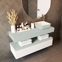 TOP 41 Greey solid surface étagère suspendu 120cm. Épaisseur 12cm. Convient pour une vasque à poser.-2