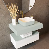 TOP 51 Greey solid surface étagère suspendu 81cm. Épaisseur 12cm. Convient pour une vasque à poser.-2