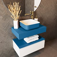 TOP 23 Jeans solid surface étagère suspendu 70cm. Épaisseur 12cm. Convient pour une vasque à poser.-2