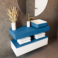 TOP 41 Jeans solid surface étagère suspendu 100cm. Épaisseur 12cm. Convient pour une vasque à poser.-2