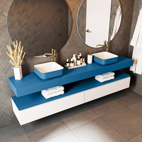 TOP 41 Jeans wall-hung solid surface module / shelf 221cm. Thickness 12cm. Suitable for countertop basin.-2