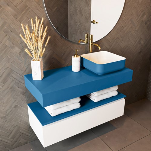 TOP 46 Jeans wall-hung solid surface module / shelf 100cm. Thickness 12cm. Suitable for countertop basin.-2