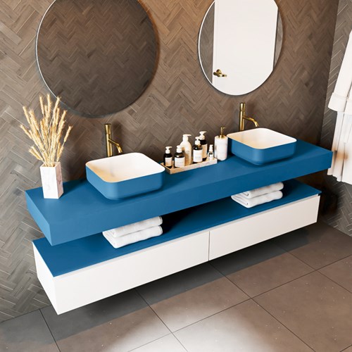 TOP 46 Jeans wall-hung solid surface module / shelf 201cm. Thickness 12cm. Suitable for countertop basin.-2