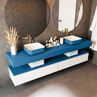 TOP 46 Jeans freihngendes solid surface Waschtischplatten 210cm. Blattdicke 12cm. Blatt geeignet fr Waschbecken.-2