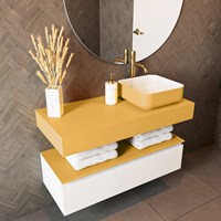 TOP 46 Ocher freihngendes solid surface Waschtischplatten 100cm. Blattdicke 12cm. Blatt geeignet fr Waschbecken.-2