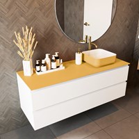 TOP 51 Ocher solid surface Plan de travail 141cm. Épaisseur 0,9cm. Adapté pour le plan de travail | vasque À poser.