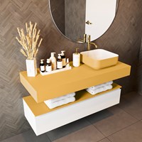 TOP 51 Ocher freihängendes solid surface Waschtischplatten 120cm. Blattdicke 12cm. Blatt geeignet für Waschbecken.-2