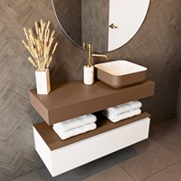 TOP 30 Rust wall-hung solid surface module / shelf 101cm. Thickness 12cm. Suitable for countertop basin.-2