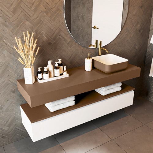 TOP 46 Rust solid surface sospeso mensola 150cm. Spessore 12cm. Adatto per lavabo da appoggio.-2