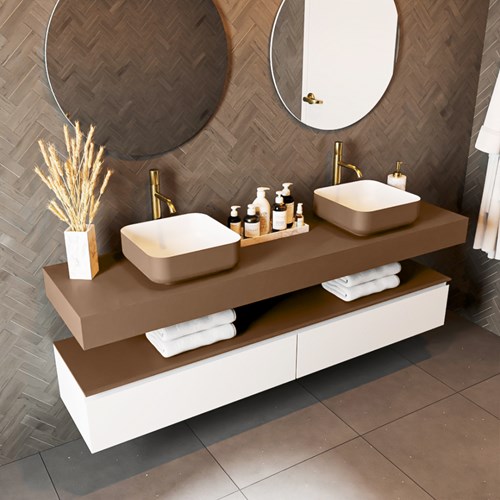 TOP 46 Rust solid surface tagre suspendu 180cm. paisseur 12cm. Convient pour une vasque  poser.-2