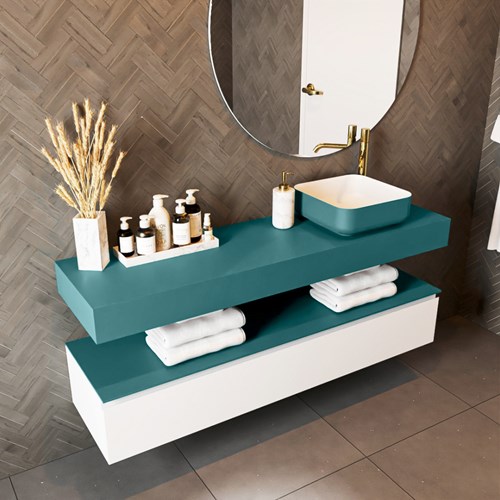 TOP 23 Smag solid surface sospeso mensola 150cm. Spessore 12cm. Adatto per lavabo da appoggio.-2