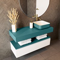 TOP 46 Smag wall-hung solid surface module / shelf 110cm. Thickness 12cm. Suitable for countertop basin.-2