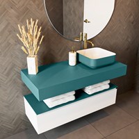 TOP 51 Smag solid surface étagère suspendu 111cm. Épaisseur 12cm. Convient pour une vasque à poser.-2