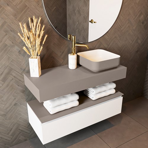 TOP 30 Smoke solid surface tagre suspendu 101cm. paisseur 12cm. Convient pour une vasque  poser.-2