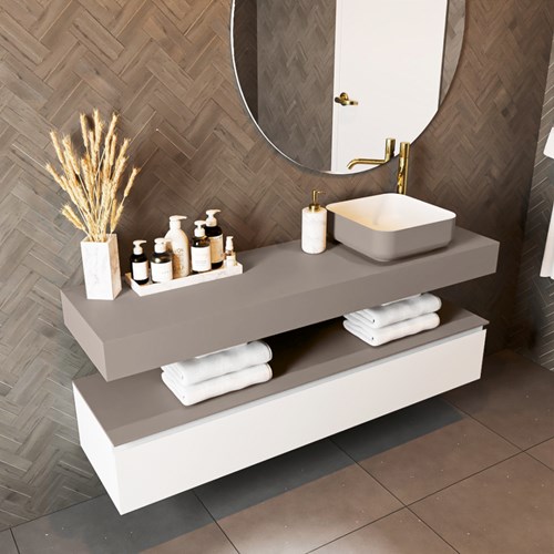 TOP 41 Smoke solid surface étagère suspendu 151cm. Épaisseur 12cm. Convient pour une vasque à poser.-2