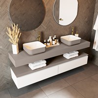 TOP 41 Smoke wall-hung solid surface module / shelf 180cm. Thickness 12cm. Suitable for countertop basin.-2