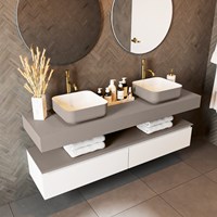 TOP 46 Smoke solid surface sospeso mensola 160cm. Spessore 12cm. Adatto per lavabo da appoggio.-2