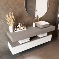 TOP 51 Smoke solid surface sospeso mensola 151cm. Spessore 12cm. Adatto per lavabo da appoggio.-2