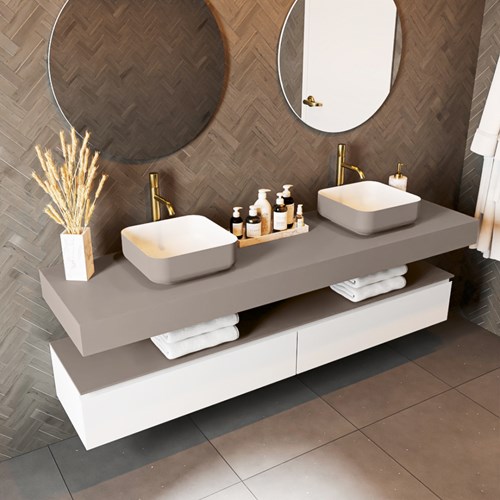TOP 51 Smoke solid surface sospeso mensola 190cm. Spessore 12cm. Adatto per lavabo da appoggio.-2