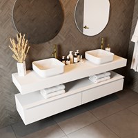 TOP 41 Talc solid surface sospeso mensola 180cm. Spessore 12cm. Adatto per lavabo da appoggio.-2