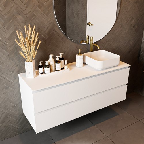 TOP 46 Talc solid surface Waschtischplatten 130cm. Blattdicke 0,9cm. Top passend für Abdeckplatte | Waschbecken.