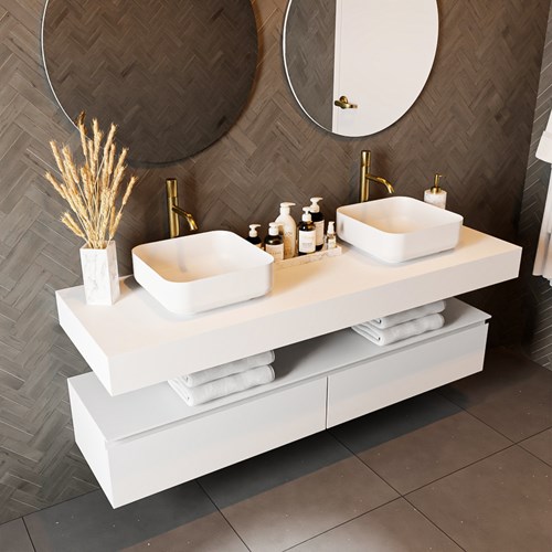 TOP 51 Talc freihängendes solid surface Waschtischplatten 161cm. Blattdicke 12cm. Blatt geeignet für Waschbecken.-2