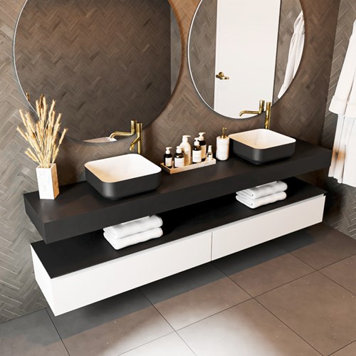 TOP 41 Urban freihängendes solid surface Waschtischplatten 211cm. Blattdicke 12cm. Blatt geeignet für Waschbecken.-2