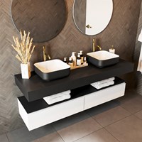 TOP 51 Urban wall-hung solid surface module / shelf 161cm. Thickness 12cm. Suitable for countertop basin.-2