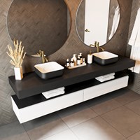 TOP 51 Urban freihängendes solid surface Waschtischplatten 220cm. Blattdicke 12cm. Blatt geeignet für Waschbecken.-2