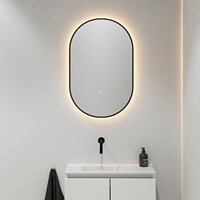 MONDIAZ GLOW mirror Oval 45x90cm Urban. Motion sensor LED lighting around.