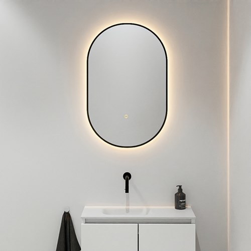 MONDIAZ GLOW mirror Oval 45x90cm Urban. Motion sensor LED lighting around.