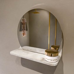 MONDIAZ SPOT mirror round Ø30cm with mirror shelf color Frappe.