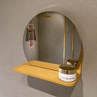MONDIAZ SPOT spiegel rond Ø30cm met Spiegelplanchet kleur Ocher.