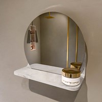 MONDIAZ SPOT spiegel rond Ø30cm met Spiegelplanchet kleur Ostra.
