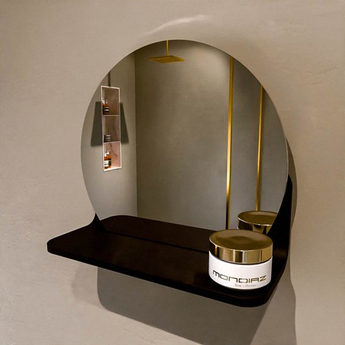 MONDIAZ SPOT mirror round Ø30cm with mirror shelf color Urban.