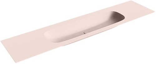 STOR Large Rosee Lavabo encastré solid surface 201cm. Position lavabo Centrée.