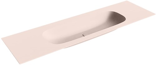STOR Medium Rosee Einbauwaschbecken aus solid surface (mineralwerkstoff) 161cm. Waschbeckenposition Mittig.