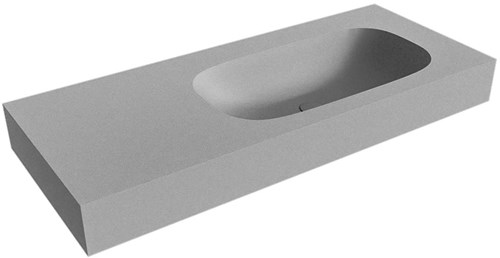 STOR Small Plata Lavabo mural solid surface 110cm. Position lavabo Droite rebord 12cm.